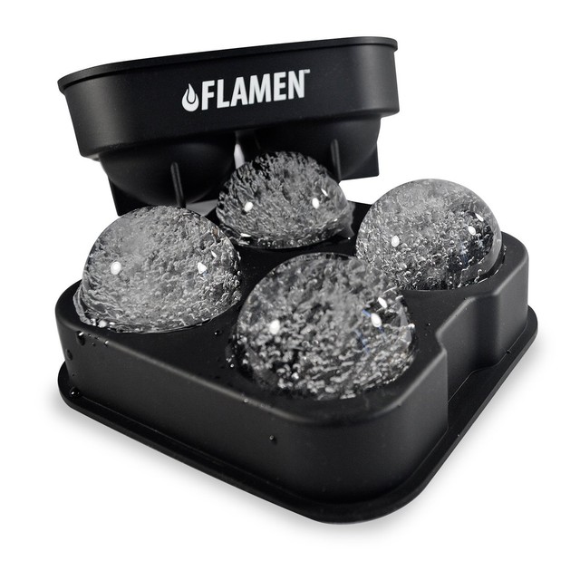Reusable And Flexible Flamen Easy Release 4 Ball Ice Cube Tray Maker Flamen Fast Release Flexible Silicone Ice Ball Maker Tray Molds Round
