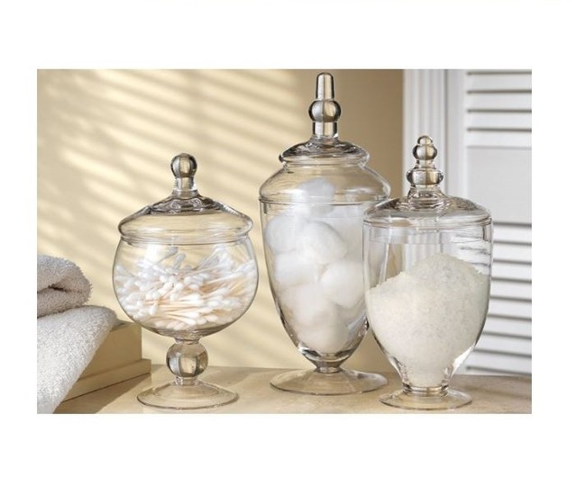 Apothecary Jars Part - 28: 3 Piece Apothecary Jars Set Glass Wedding Buffet Table Floral Decor W/ Lid Candy