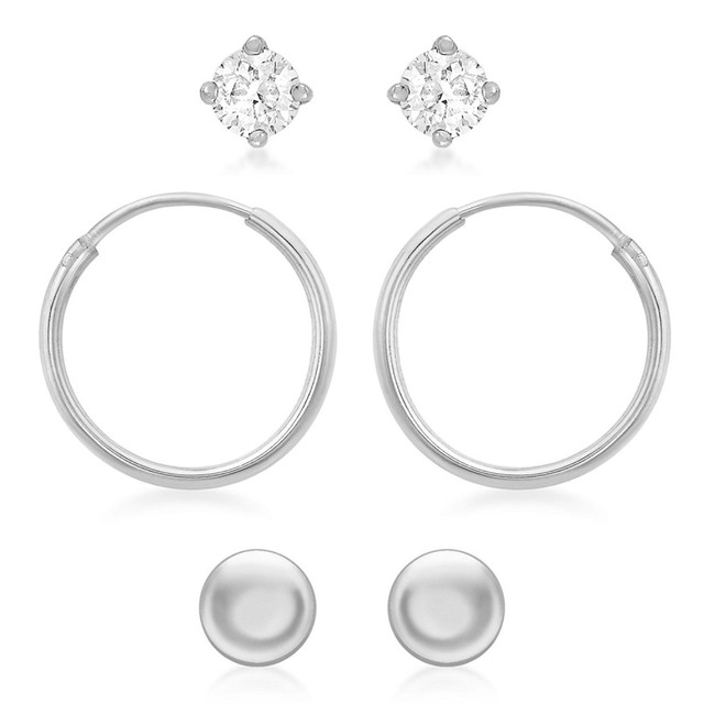 Tuscany Silver Sterling Ball Cubic Zirconia Hoop 3 Earrings Set Ebay Tuscany Silver Sterling Ball Cubic Zirconia Hoop 3 Earrings Set