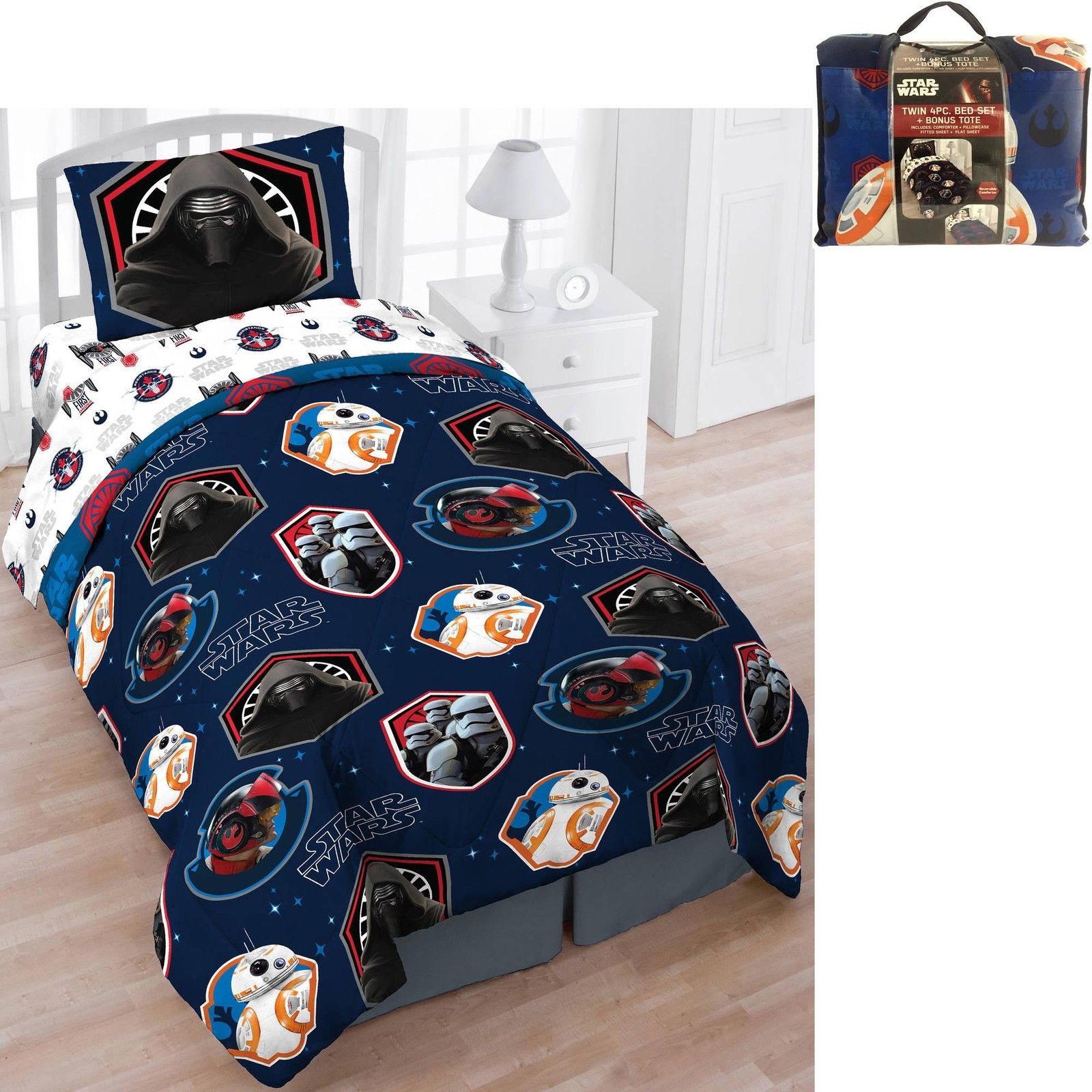 Boys Bedding Set 4pc Twin Star Wars Bed In A Bag Colorful Reversible Picture 1 Of 2