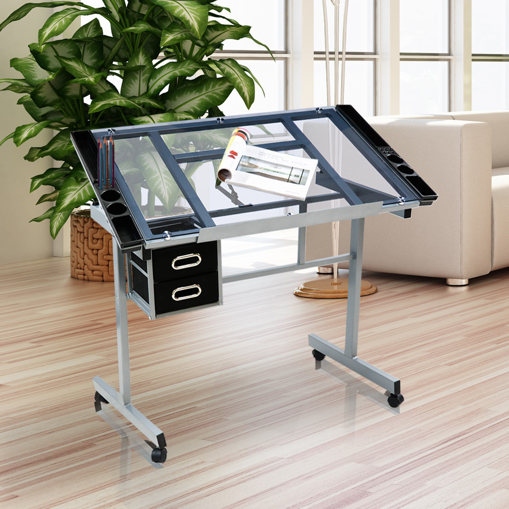 Drafting Drawing Craft Table Art Hobby Glass Desk Adjule With Picture 1 Of 12