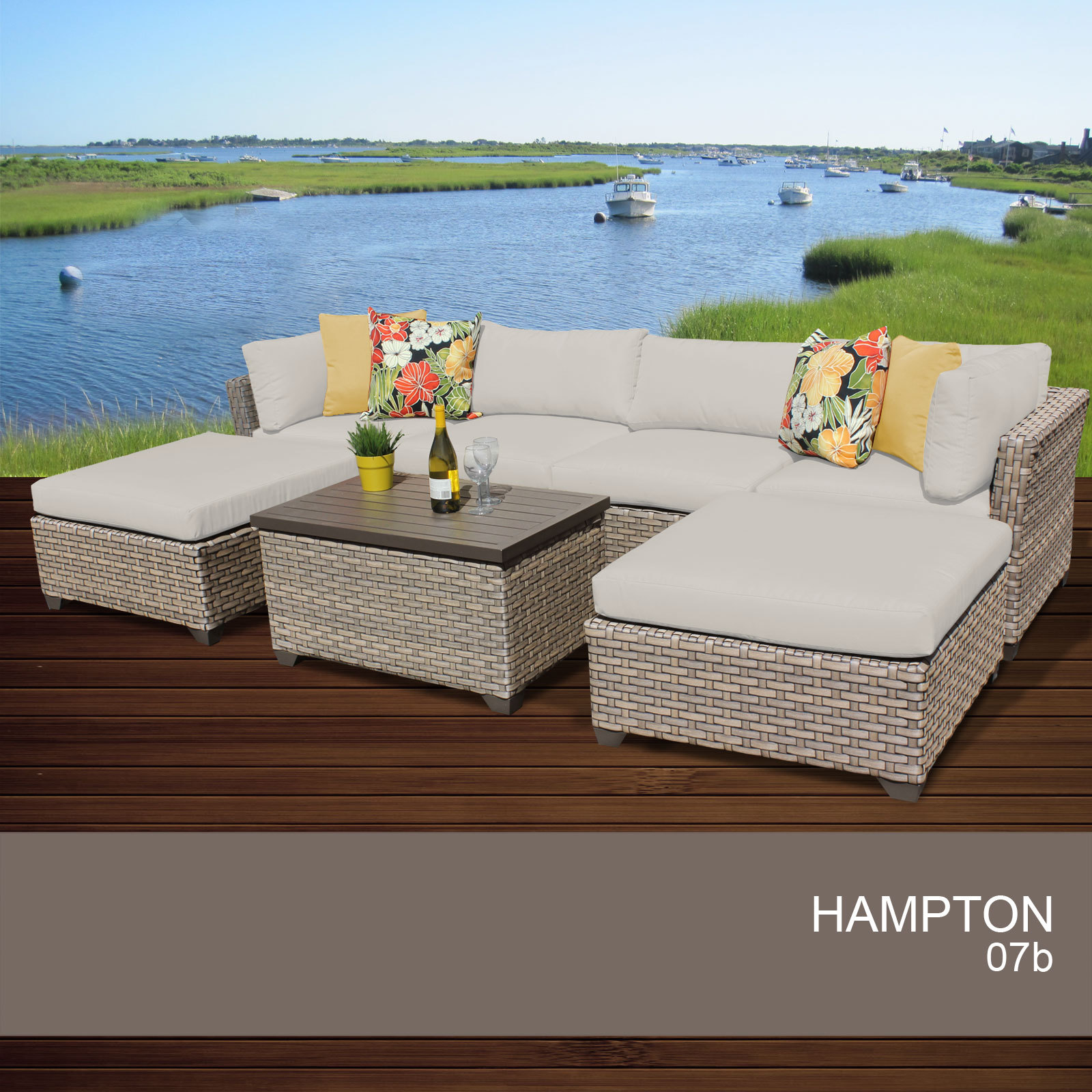 Hampton 7 Piece Outdoor Wicker Patio Furniture Set 07b Ebay Picture 1 Of 10