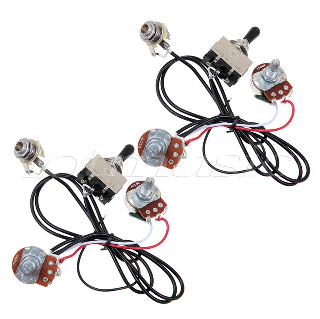 2 Sets Guitar Wiring Harness Prewired Pickup 500k 3 Way Toggle 2 Sets Guitar Wiring Harness Prewired Pickup 500k 3 Way Toggle Switch Chrome