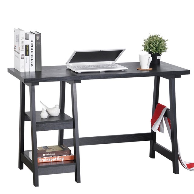Computer Armoires Hutches Writing Desk Laptop Table Trestle Pc Computer Armoires Hutches Writing Desk Laptop Table Trestle Pc Wood Home Black