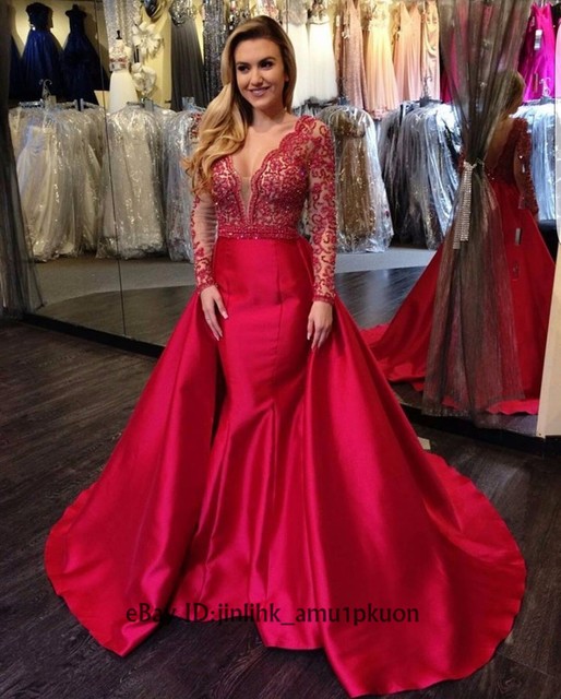 Red Long Sleeve Prom Dress