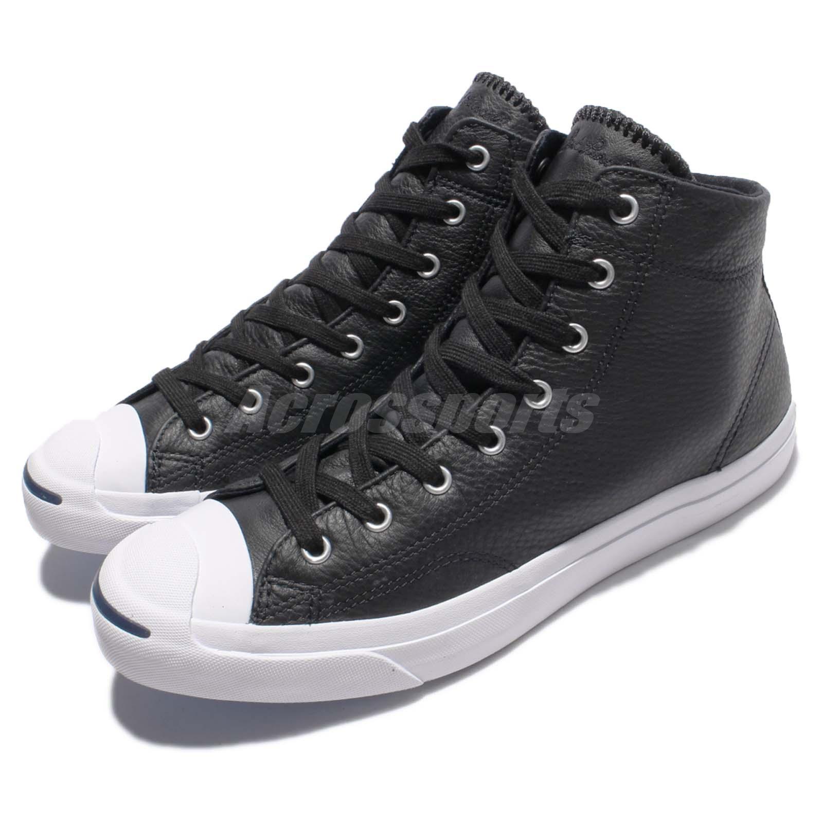 Converse Jack Purcell Jack Mid Black White Leather Men Casual Shoes 155718C Converse Jack Purcell Jack Mid Black White Leather Men Casual Shoes 155718C