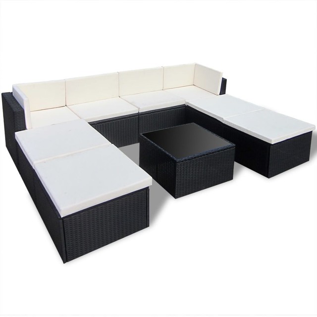 Outdoor Rattan Set Lounge Wicker Sectional Sofa Garden Patio Outdoor Rattan Set Lounge Wicker Sectional Sofa Garden Patio Furniture Black