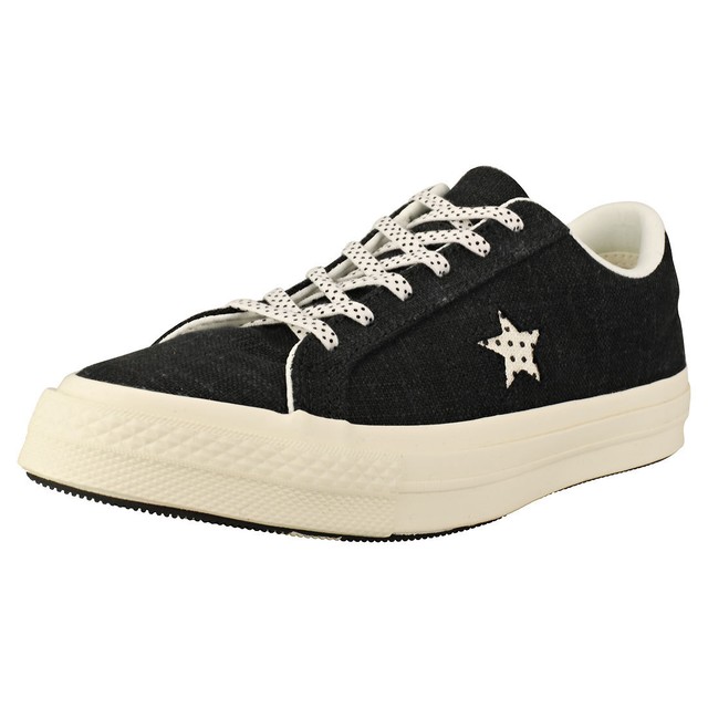 Converse One Star Ox Donna Black Cotone Scarpe 4 UK Converse One Star Ox Donna Black Cotone Scarpe 4 UK