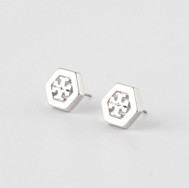 Tory Burch Silver Stud Earrings Famous Earring 2018 New Savings On Tory Burch Logo Stud Earrings Rose Gold Earring