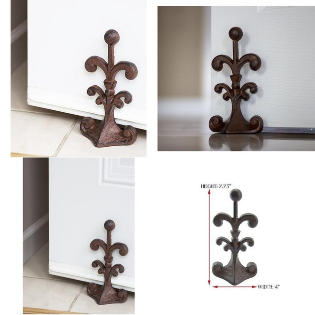 Cast Iron Door Stop Old Vintage Antique Design Doorstop Decorative Fleur De Lis Cast Iron Door Stop Decorative Stopper Wedge With Padded A