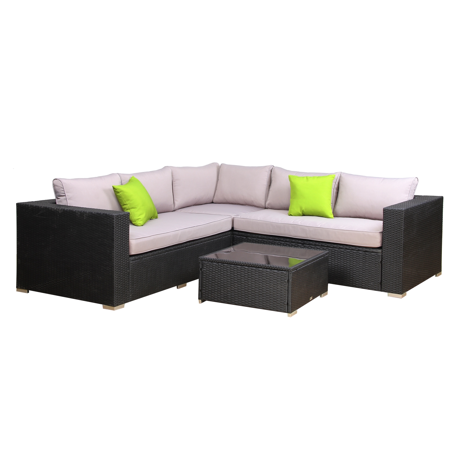 Broyerk Light Grey Rattan Outdoor 4 Piece Corner Sofa Set Picture 1 Of 5