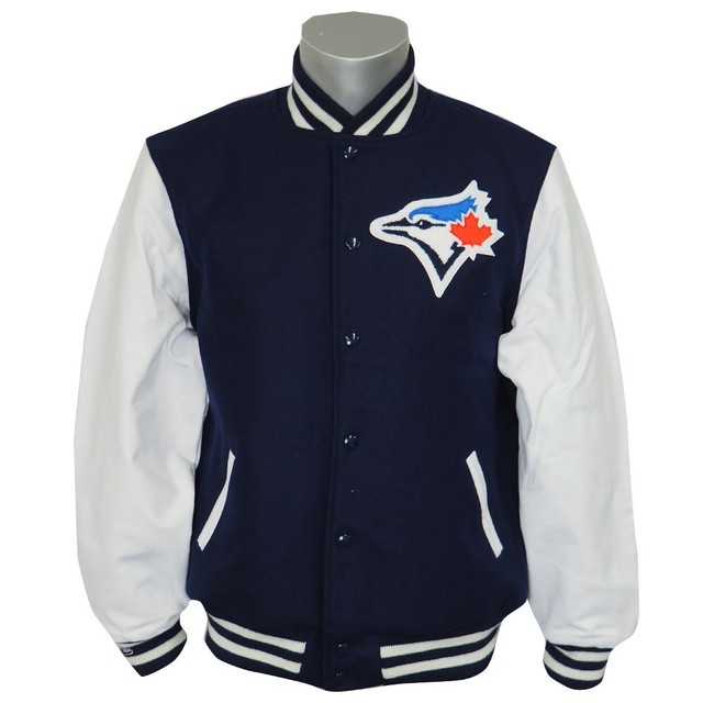 Toronto Blue Jays Mlb Mitc Ness Authentic Wool Leather Varsity Toronto Blue Jays Mlb Mitc Ness Authentic Wool Leather Varsity Jacket Men