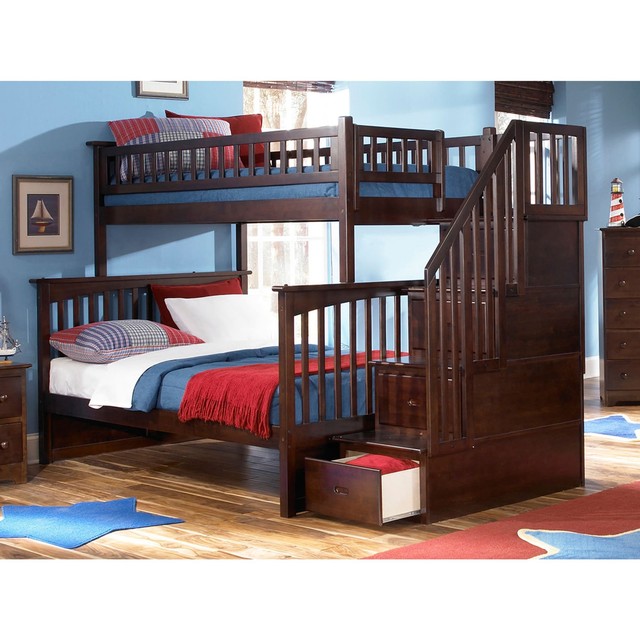 Atlantic Furniture Columbia Staircase Bunk Bed Twin Over Full In Columbia Staircase Bunk Bed Twin Over Full In Walnut