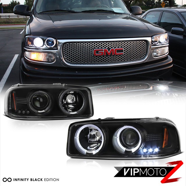 99-03 GMC Gmt800 Black CCFL Halo Headlights Matte Signal ...