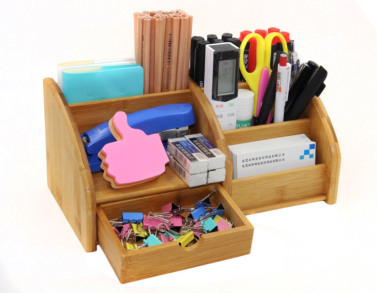 Pag Office Supplies Bamboo Desk Organizer Pen Holder Accessories Picture 1 Of 9