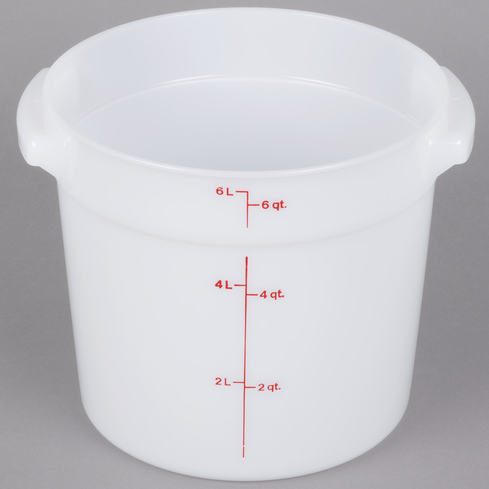 Royal Industries Round Food Storage Container And Lid Polypropylene 6 Qt 9 Wi 1