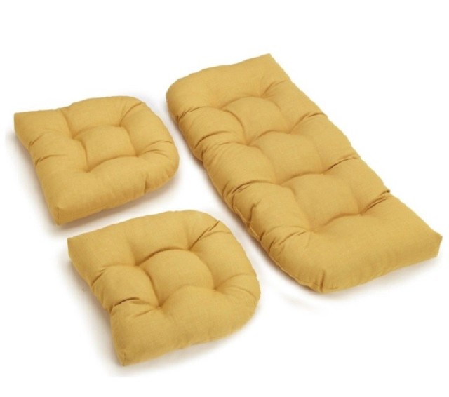 Outdoor All Weather 3pc Wicker Settee Chair Cushion Set Yellow Outdoor All Weather 3pc Wicker Settee Chair Cushion Set Yellow Summer