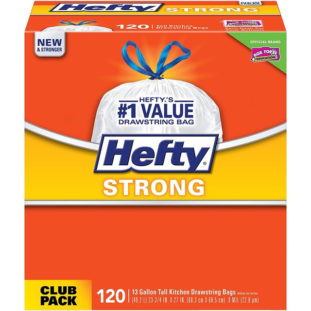 Hefty Strong Trash Bags Tall Kitchen Drawstring 13 Gallon 120 Count Hefty Strong Trash Bags Tall Kitchen Drawstring 13 Gallon 120 Count