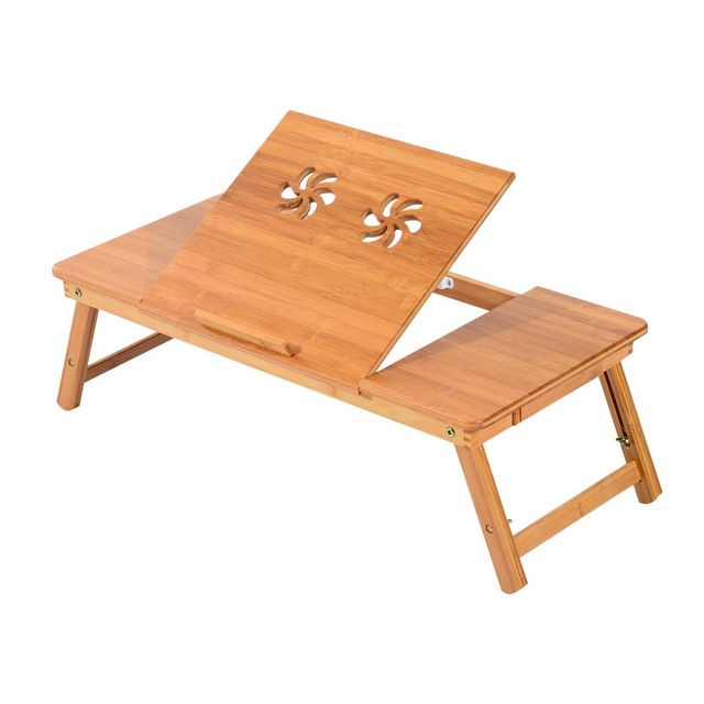 Homcom Portable Bamboo Laptop Desk Notebook Tray Pc Bed Table With Homcom Portable Bamboo Laptop Desk Notebook Tray Pc Bed Table With Drawer 72l