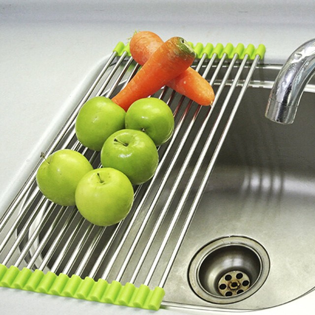 Drying Dish Rack Roll Up Stainless Steel Foldable Sink Drainer Dryer Drying Dish Rack Roll Up Stainless Steel Foldable Sink Drainer Dryer Mat 1 Pack