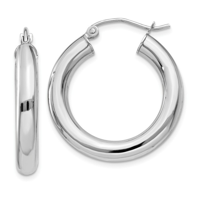14k White Gold 4mm X 25mm Hoop Earrings Ebay 14k White Gold 4mm X 25mm Hoop Earrings T861