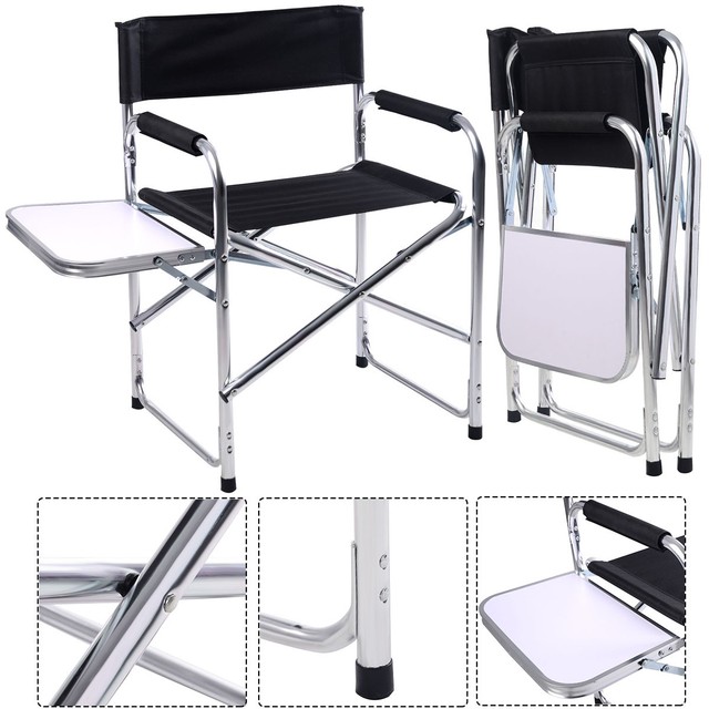 Goplus Aluminum Folding Director S Chair With Side Table Camping Aluminum Folding Director S Chair With Side Table Camping Traveling Goplus