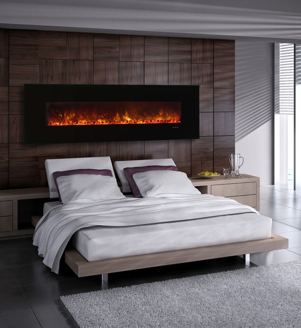 Modern Flames Clx Series Ambiance Custom Linear Delux Wall Mount Modern Flames Al80clx G Wall Mount Built In Electric Fireplace With Black Glass