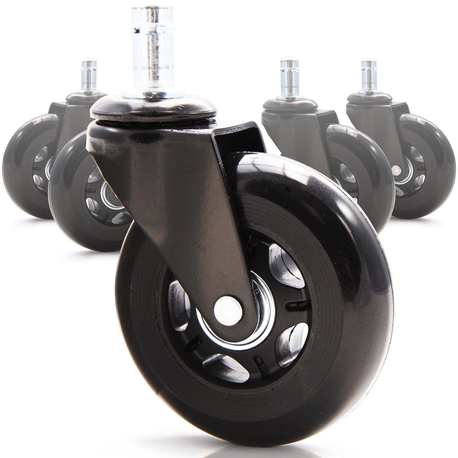 Revosmooth Premium Rubber Office Chair Caster Replacement Set Of 5 Picture 1 Of 7