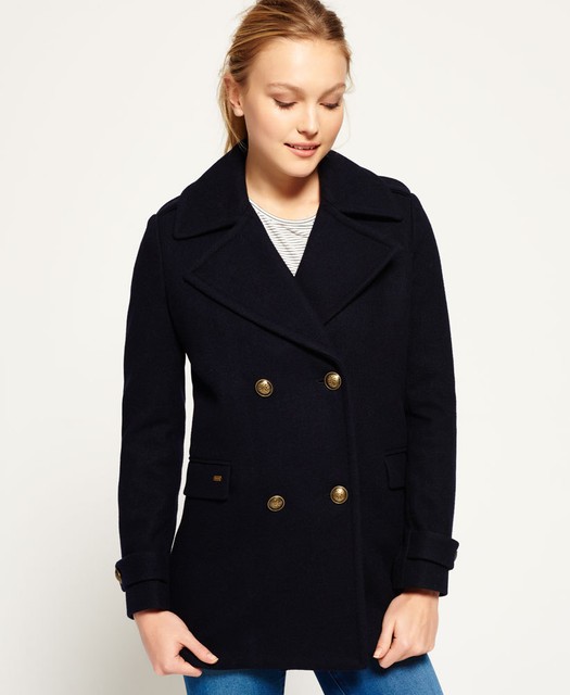 Ed Pea Coat Jacketin Superdry Commodity Slim Pea Coat Navy Mens Blues Tops