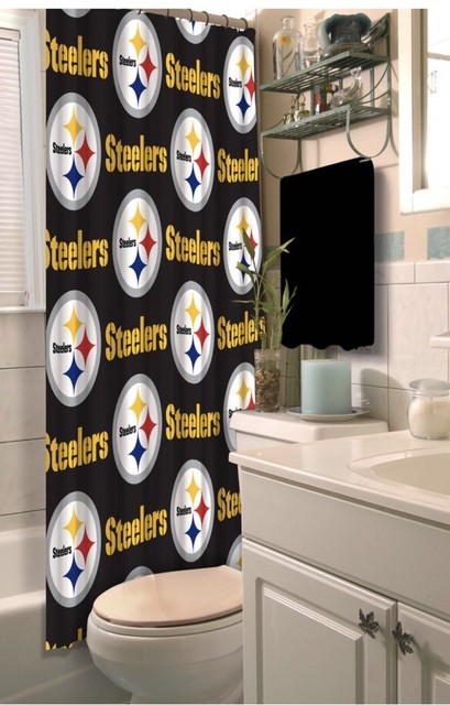 Nfl Pittsburgh Steelers Fabric Shower Curtain 72x72 Football Fan Nfl Pittsburgh Steelers Decorative Bath Collection Shower Curtain Sports Fan H