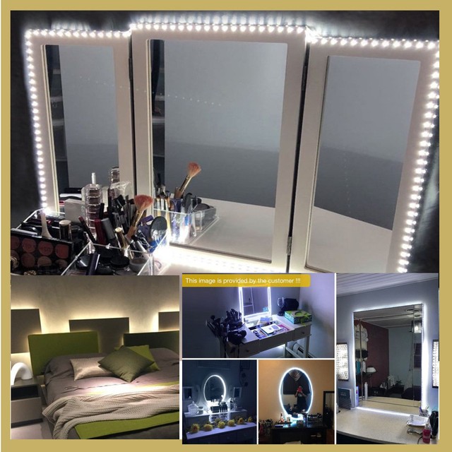 Led Strip Lighted Vanity Mirror Cosmetics Lights Kit Makeup Dressing Led Strip Lighted Vanity Mirror Cosmetics Lights Kit Makeup Dressing Set White