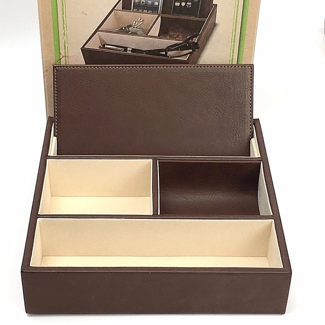 John Bartlett Brown Valet Charging Station Mens Dresser Tray Nib John Bartlett Brown Valet Charging Station Mens Dresser Tray Organizer Phone