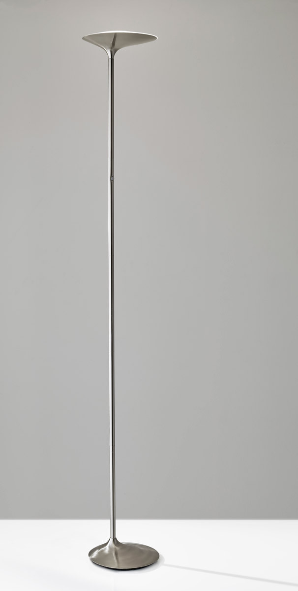 Adesso Kepler Brushed Steel Led One Light Torchiere Floor Lamp Picture 1 Of