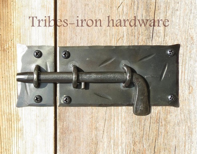 Hand Forged Slide Bolt Door Latch Cupboard Gate Shed Antique Wrought Hand Forged Slide Bolt Door Latch Cupboard Gate Shed Antique Wrought Iron Lock