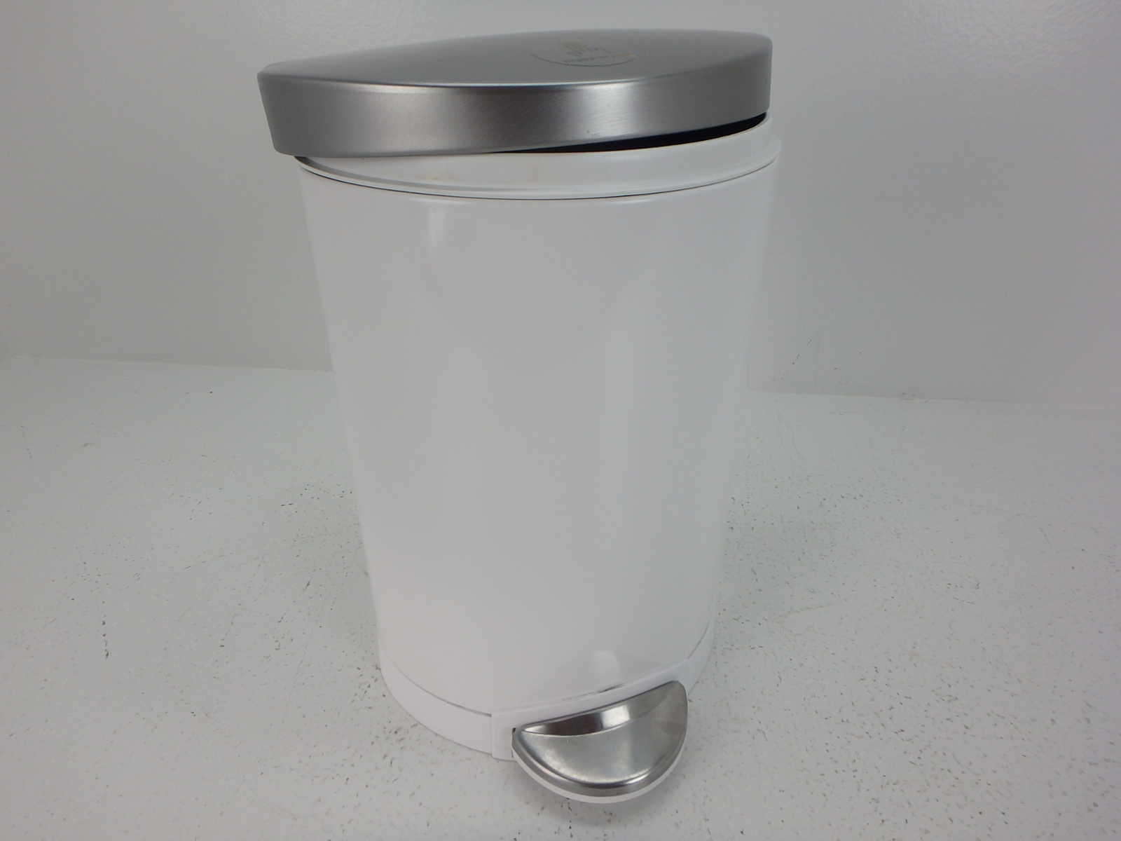 Simplehuman Mini Semi Round Step Trash Can White Steel 6 L 1 Gal Picture 1 Of 8