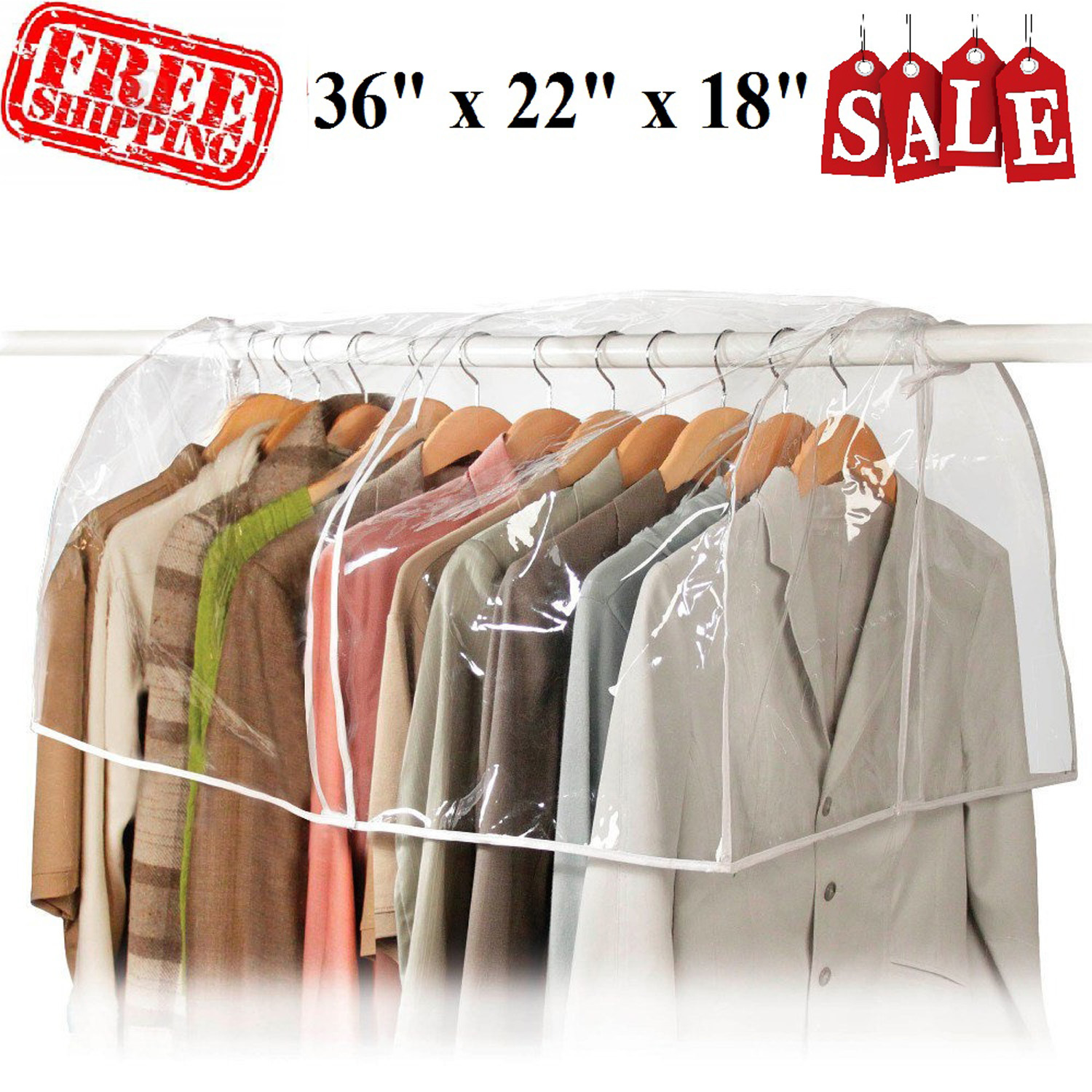 Clear Garment Bag Closet Suit Vinyl Clothes Storage Cover Dust Picture 1 Of 8