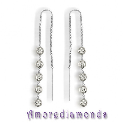 1 2 Ct Round Diamond 14k White Gold Hoop Earrings Ebay