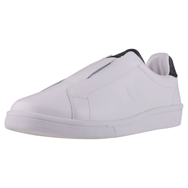 Fred Perry B721 Premium Elastic Unisex White Black Scarpe senza lacci 6 UK Fred Perry B721 Premium Elastic Unisex White Black Scarpe senza lacci 6 UK