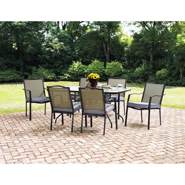 Modern 7 Piece Outdoor Patio Furniture Dining Set 1 Table And 6 Modern 7 Piece Outdoor Patio Furniture Dining Set 1 Table And 6 Cushioned Chairs