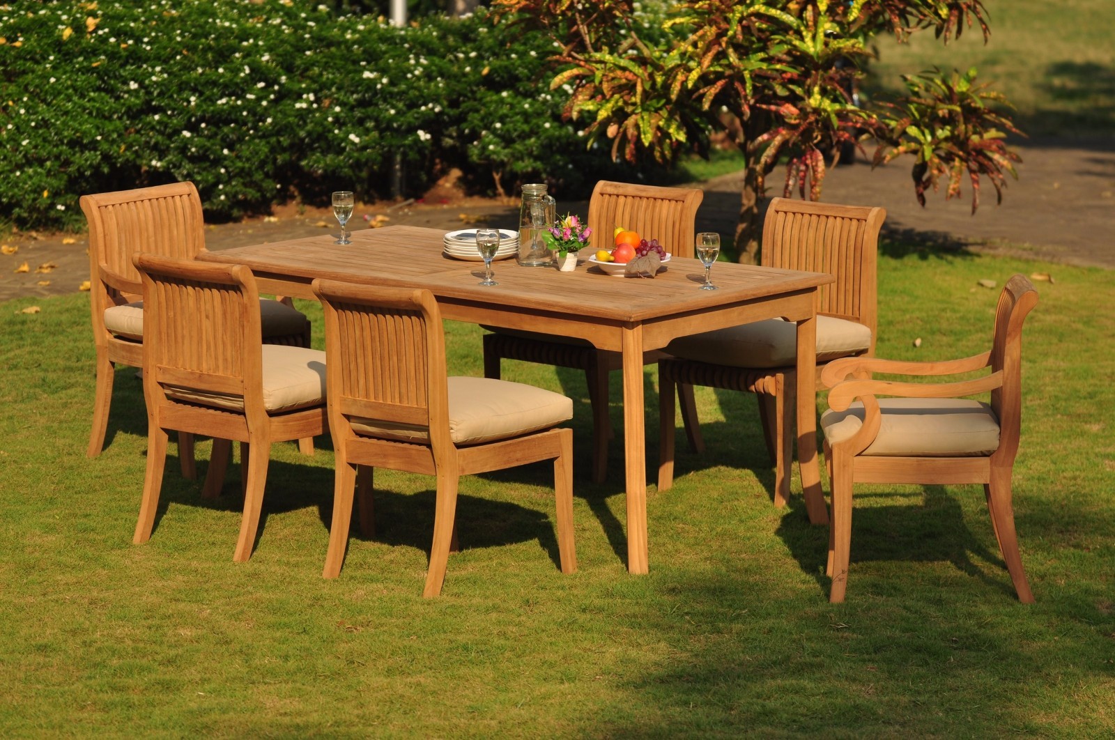 Giva Grade A Teak 5pc Dining 71 Rectangle Table 4 Arm Chair Set Picture 1 Of 4