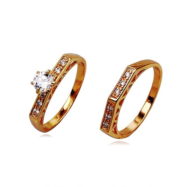 18ct Gold Filled Engagement Wedding Ring Set With 0 84ct Cubic 18ct Gold Filled Engagement Wedding Ring Set With 0 84ct Cubic Zirconia