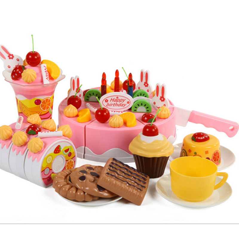 75pcs Set Plastic Kitchen Birthday Cake Toy Pretend Play Food For Picture 1 Of 4