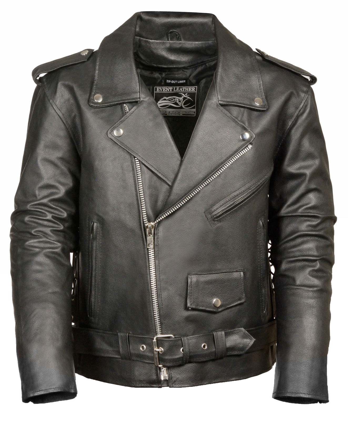 Mens Classic Leather Side Lace Motorcycle Jacket 4xl Picture 1 Of 2