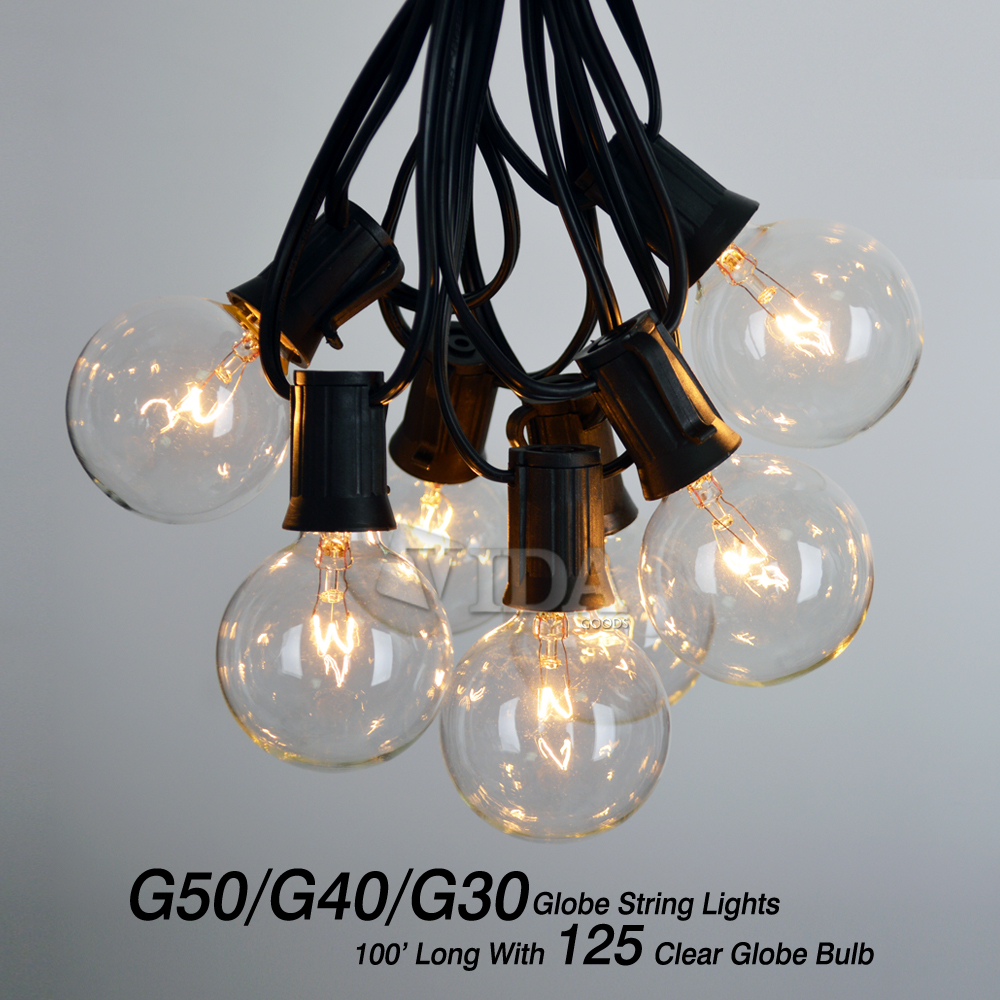 100 Ft G40 Ul Listed Outdoor Globe String Lights Sockets 125 Picture 4 Of 6