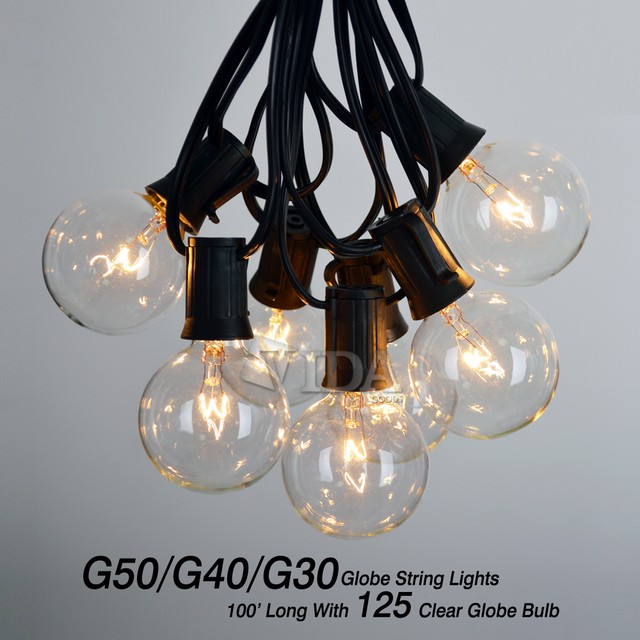 100 Ft Ul Listed Outdoor Globe Patio String Lights Sockets 125 Picture 4 Of 6