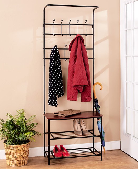 Metal Entryway Bench Coat Rack Seat Hat Shoe Organizer Shelf Storage Entryway Bench With Storage Rack And Hooks Shoe Shelf Rustic Functional Deco