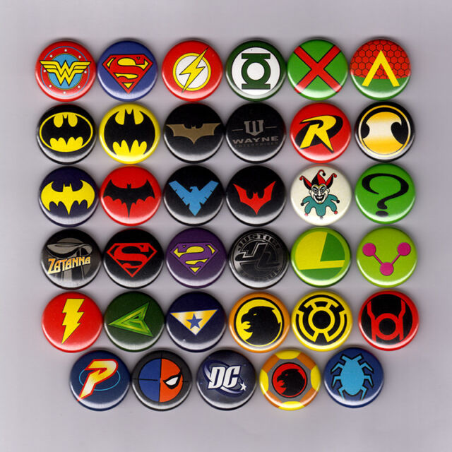 Dc Comics Logos 1 Pins Buttons Batman Joker Superman Wonder Woman 9271