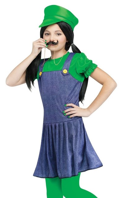 pretty plumber child costume luigi halloween cosplay dress with hat tights fnt ebay