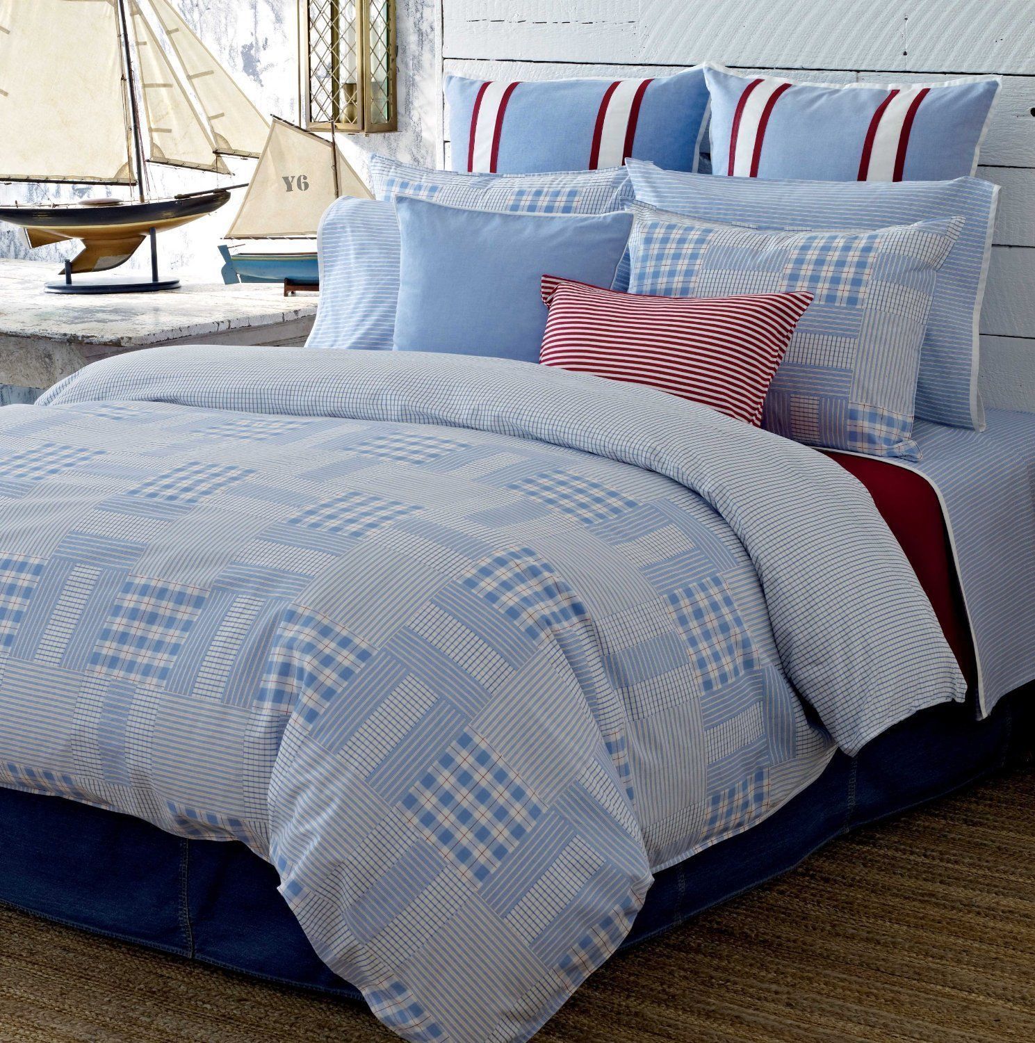 Tommy Hilfiger Cape Town 2pc Twin Comforter Set Cotton Blue Brand New T