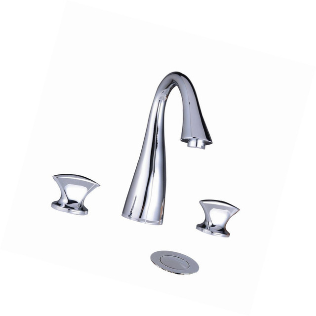 Wovier Chrome Waterfall Bathroom Sink Faucet With Drain Two Handle Wovier Chrome Waterfall Bathroom Sink Faucet With Drain Two Handle Three Hole La